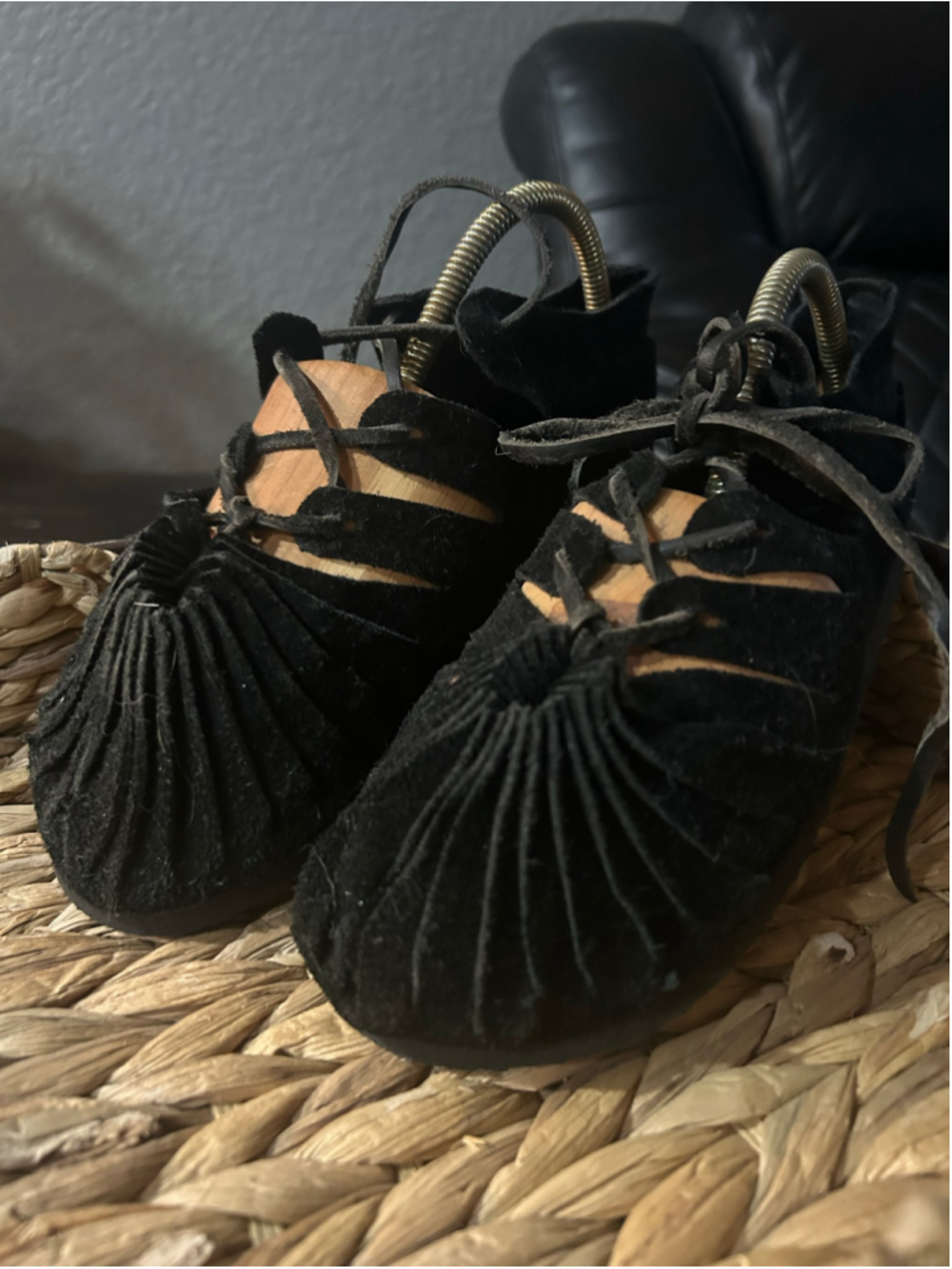Plz read description Women's handmade Black Suede Moccasin Shoes